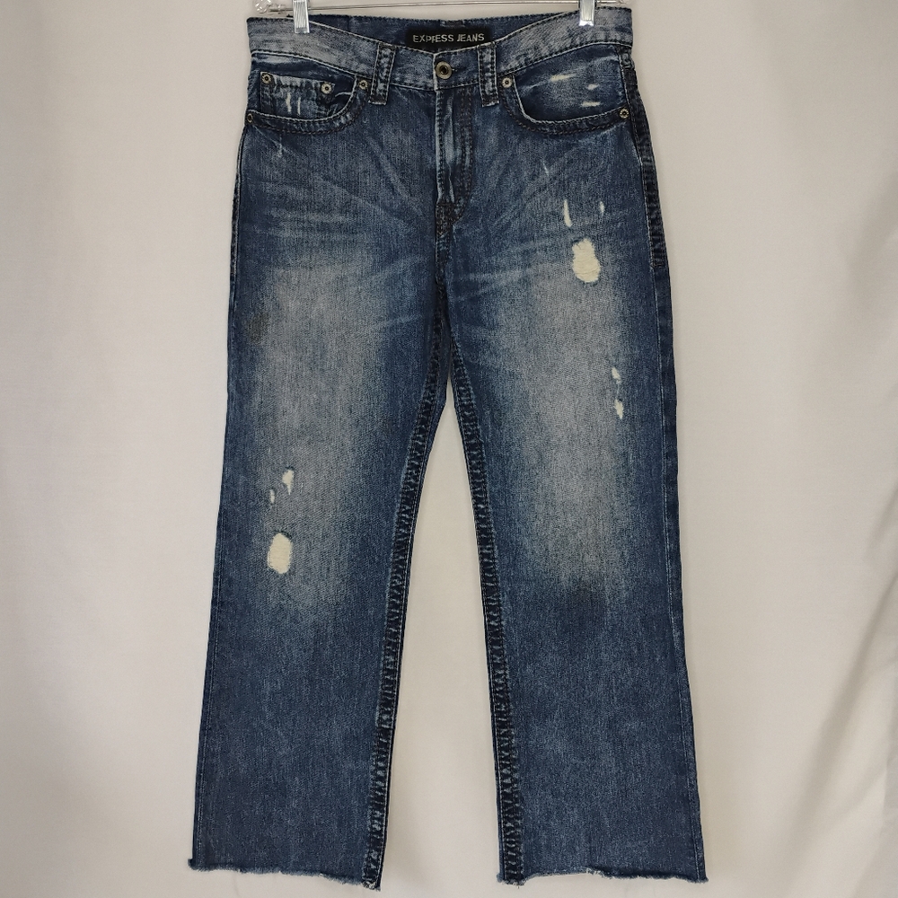 Men's Vintage Y2K Express Men's Blake Blue Jeans Faded Distressed Ripped Faded